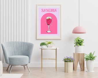 Retro Sangria Cocktail Print – Fun Bar Wall Art (Digital Download)