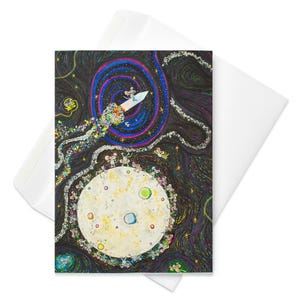 Des souris dans l'espace : l'odyssée de la souris - carte parfaite pour les petits astronautes et les grands rêveurs - carte de vœux et enveloppe vierges - maintenant en 3 tailles !