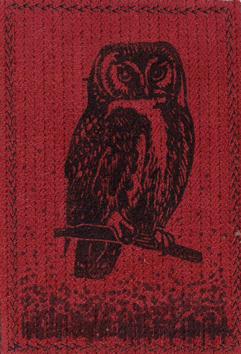 Ombre Owl Linocut Designer Fabric Sewn Monoprint 4 X 6 Inch Etsy