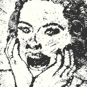 EEKScreaming Housewife-Midcentury Retro-Monotype Collograph-8 x 10 inches image 1