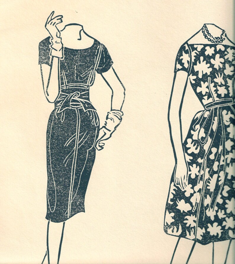 Midcentury Fashion Linocut 2 Dresses AP 2 12 X 16 Inches Etsy