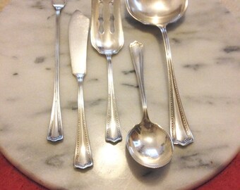 Set of 5 Antique Sterling Silver Serving Pieces Hallmarked