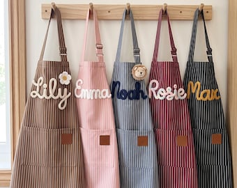 Personalized Apron with Name, Custom Yarn Name Apron for Kids and Adults, Matching Mommy and Me Aprons, Baking Gift, Christmas Gift