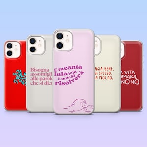 Italian Quotes Phone Case Italian Aesthetic Cover for iPhone 16, 15, 14, 13, 12, Samsung S25+, S24, S23, S22, A16, A55, A25, Pixel 9Pro, 8A