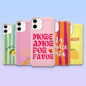 Italian Quote Phone Case Italy Summer Cover for iPhone 16, 15, 14, 13, 12, Samsung S25Ultra, S24, S23, S22, A16, A55, A25, Pixel 9Pro,8A