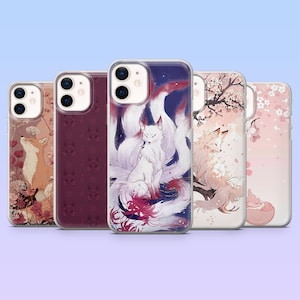 Capa para celular Kitsune, arte japonesa, Yokai Raposa, para iPhone 17 Pro, 16, 15, 14, 13, 12, Samsung S25, S24, S23Fe, S22, A16, A26, A56, Pixel 10, 9A