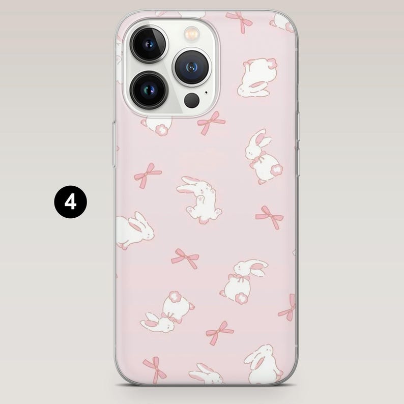 Spring Rabbit Phone Case Pink Aesthetic Bunny Cover for iPhone iPhone ...