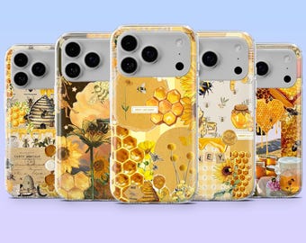 Cute Bee-telefoonhoesje Honey Insect Cover voor iPhone 17Pro, 16, 15, 14, 13, 12, Samsung S25, S24, S23, S22, A16, A26, A56, Pixel 10, 9Pro