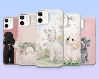Poodle Phone Case Cute Dog Kawaii Pet Cover for iPhone 17Pro, 16, 15, 14, 13, 12, Samsung S25, S24, S23Fe, S22, A16, A26, A56, Pixel 10,9Pro