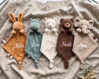 Personalized Baby Comforter with Name, Embroidered Animal Lovey, Baby Security Blanket, Baby Shower Gift, Newborn Keepsake