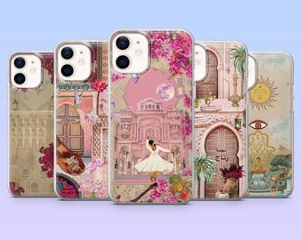 Capa para celular com arte indiana, estilo folclórico, para iPhone 17 Pro, 16, 15, 14, 13, 12, Samsung S25, S24, S23Fe, S22, A16, A26, A56, Pixel 10, 9.