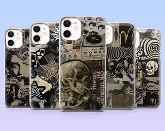 Funda Grunge para iPhone 17 Pro, 16, 15, 14, 13, 12, Samsung S25, S24, S23, S22, A16, A26, A56, Pixel 10, 9 Pro (estilo gótico emo).