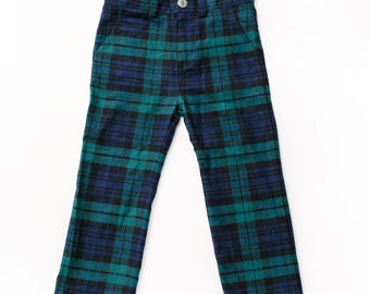 Kinderweihnachtshose Jungen karierte Marine und grüne Hosen Jungen Feiertagsoutfit karierte Hosen für Babyjunge
