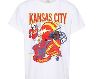 Camiseta retro de fútbol americano de Kansas City para niños pequeños: camiseta vintage para el día del partido.