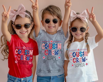 Personalized Cousin Crew 4th of July Kids Shirt, matching family 4th of july shirts, cousin crew USA shirts