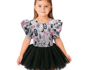 Girl Halloween Outfit Spooky tutu outfit for girls Baby girl halloween matching outfit Girls halloween shirt toddler girl black tutu