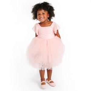 Peach Tulle Tutu Dress 6M-5Yr, Flower Girl, Birthday & Pageant Party Dress with Soft Ruffle Skirt, Cute Peach tutu dress for girls