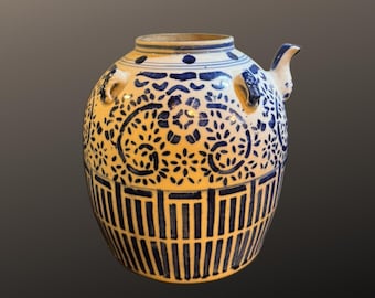 青と白の磁器壺：景徳鎮豆彩様式（高さ7インチ） - Etsy 日本