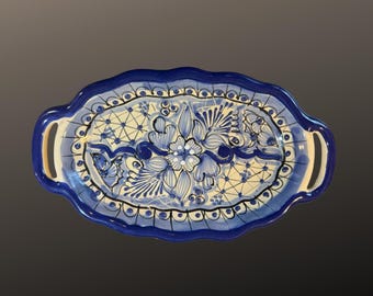 Talavera tray, exquisitely handpainted. Signed. 10.5”