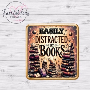 Easily Distracted by Books Silicone Focal Bead | Book Lover Bead | Reader Bead | Beaded Pen Focal | Bookish Keychain Supply