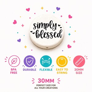 Simply Blessed Custom Silicone Focal Bead | Faith Bead | Christian Silicone Focal | DIY Wristlet Pen Bead image 4