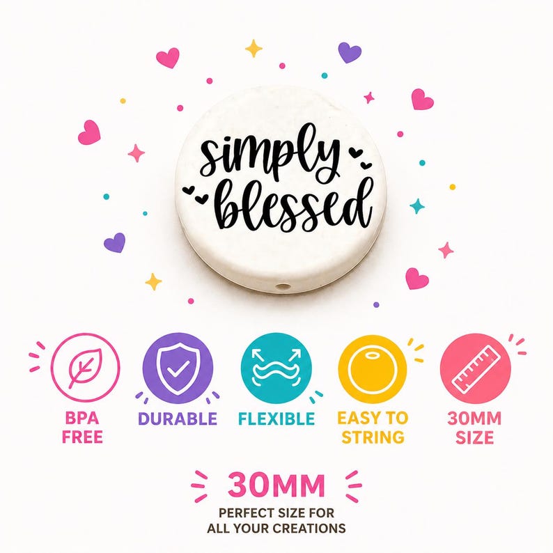 Simply Blessed Custom Silicone Focal Bead | Faith Bead | Christian Silicone Focal | DIY Wristlet Pen Bead image 4