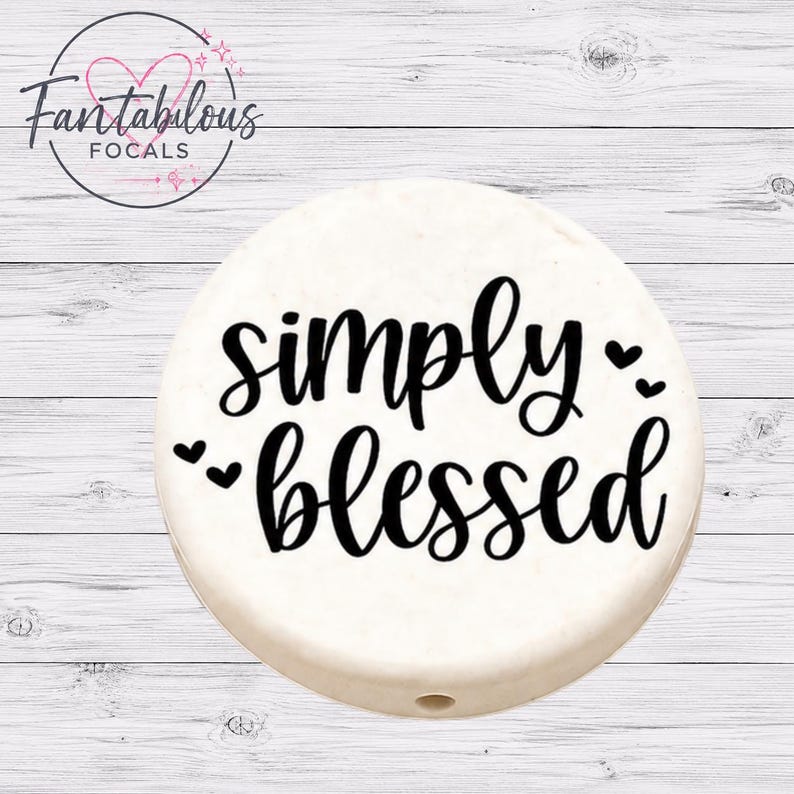 Simply Blessed Custom Silicone Focal Bead | Faith Bead | Christian Silicone Focal | DIY Wristlet Pen Bead image 1