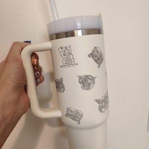 Custom Pet Cartoon Laser Engraved Tumbler | Personalized Pet Portrait Gift | Dog Cat Cup | Pet Memorial Keepsake | 20oz/30oz Travel Mug