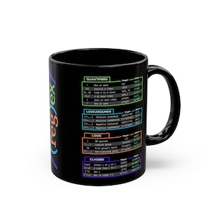 Mugg, perfekt present till utvecklare, programmerare kaffekopp, Regex fusklappsdesign, programmerare present, kodningsmugg, utvecklarpresent