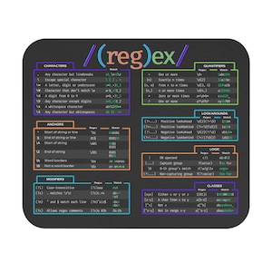 Regex Spickzettel Mauspad: Programmierer Schreibtisch Dekor