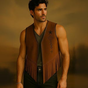 Custom Suede Fringe Vest: Men&#39;s Western Cowboy Boho Style