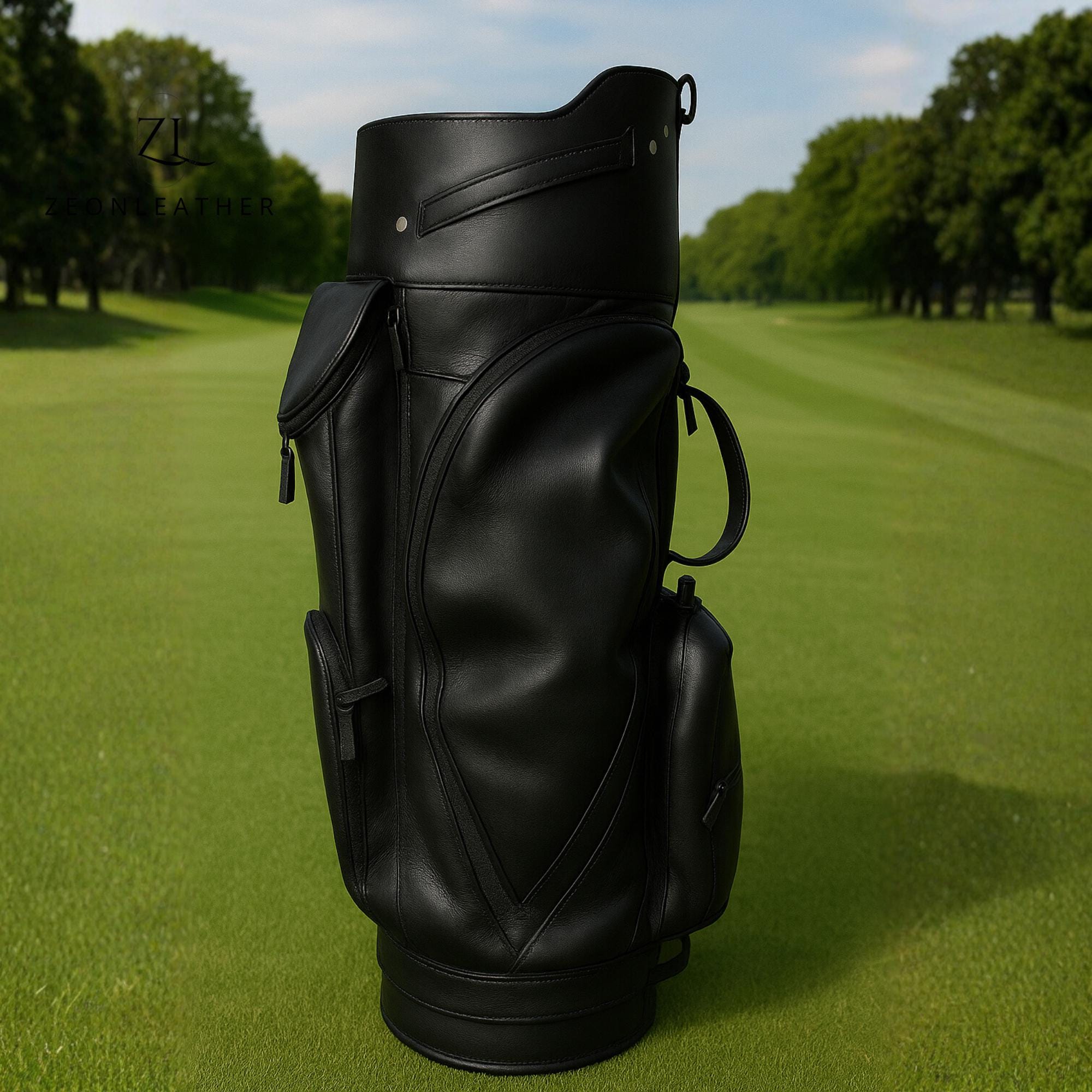 Handmade Full Grain Leather Golf Bag With Matching Cover, Vintage