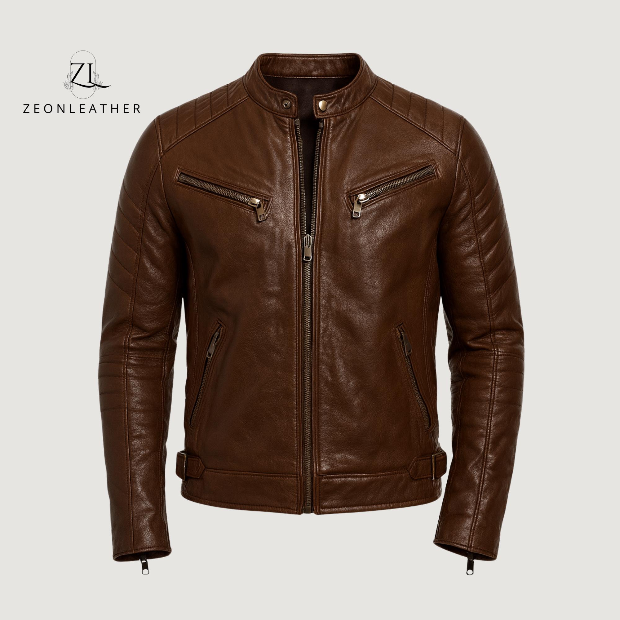 Handmade Black Leather Cafe Racer Jacket: Slim Fit Motorcycle Coat - Etsy