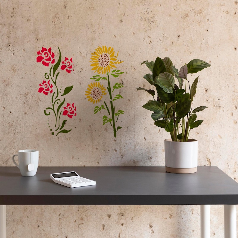 Large Flower Stencils for Painting, 6PCS 12 X 6 Inch Stencils for ...