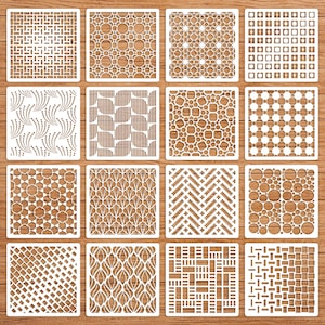 Geometrische stencils voor schilderen, 16 stuks 6" plastic stencils voor ambachten herbruikbaar, moderne geometrische patronen en texturen, tekensjablonen