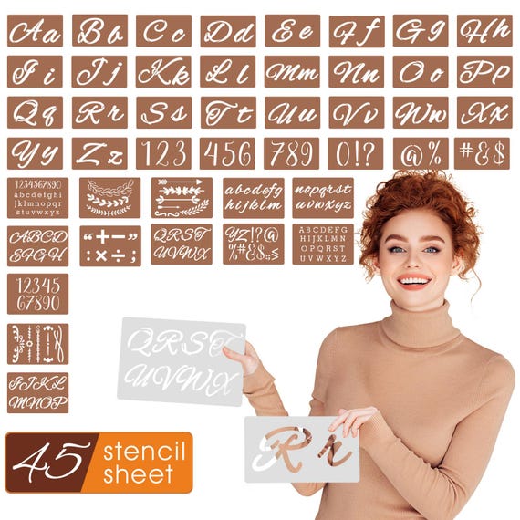 3 Inch Alphabet & Number Stencils - 70 Pack Reusable PET Stencils For Wood Signs, Walls, Crafts
