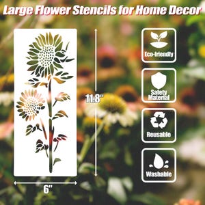 Large Flower Stencils for Painting, 6PCS 12 X 6 Inch Stencils for ...