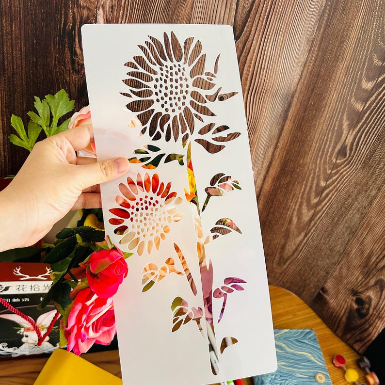 Large Flower Stencils for Painting, 6PCS 12 X 6 Inch Stencils for ...