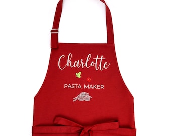 Personalized Pasta Maker Apron, Embroidered Custom Name, Italian Cooking Gift