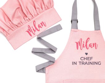 Personalized Toddler Chef Apron and Chef Hat Set 18M–3Y – Custom Name Embroidered