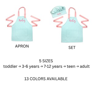 Personalized Kids Apron and Chef Hat - Toddler Apron - Baking Cooking Gift immagine 4
