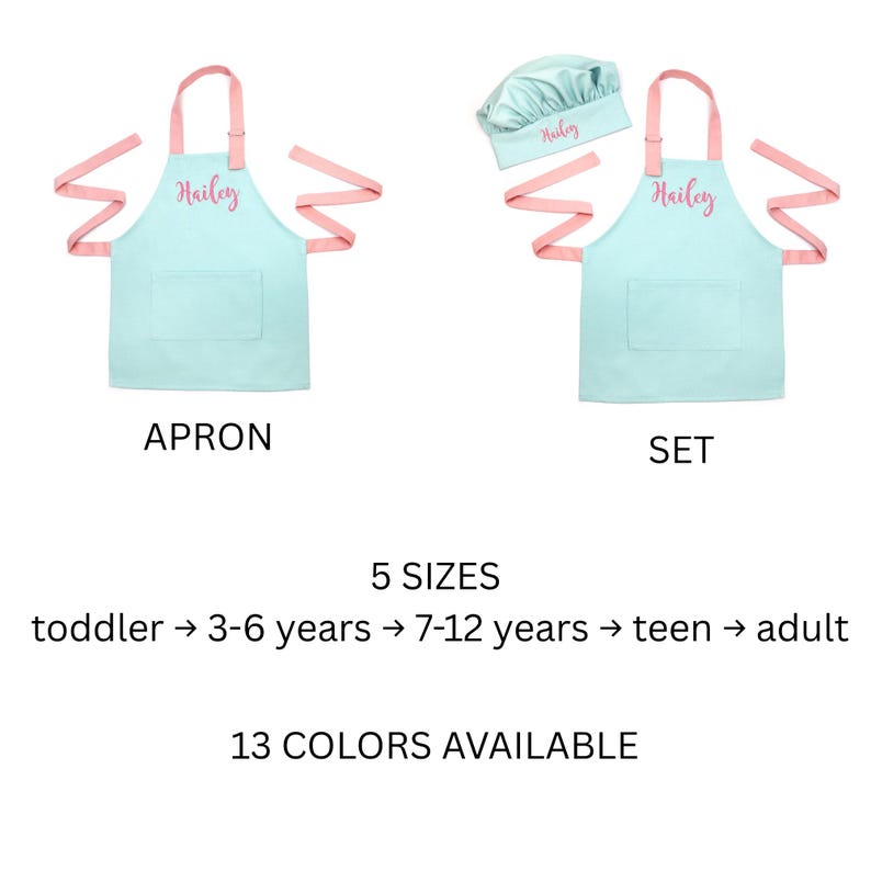 Personalized Kids Apron and Chef Hat - Toddler Apron - Baking Cooking Gift immagine 4