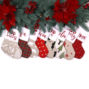 Mini Christmas Stockings with Name, Small Personalized Holiday Stockings for Gift Cards, Decor, Advent Calendar, Custom Stockings Embroidery