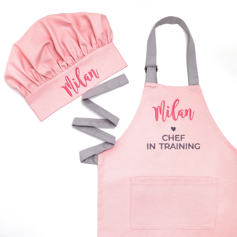 Personalized Kids Apron and Chef Hat - Toddler Apron - Baking Cooking Gift immagine 10