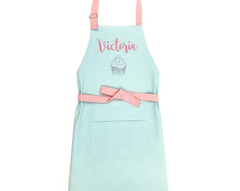 Kids Apron Personalized Custom Name for Girls Teens Adults Embroidered Chef for Cooking Baking