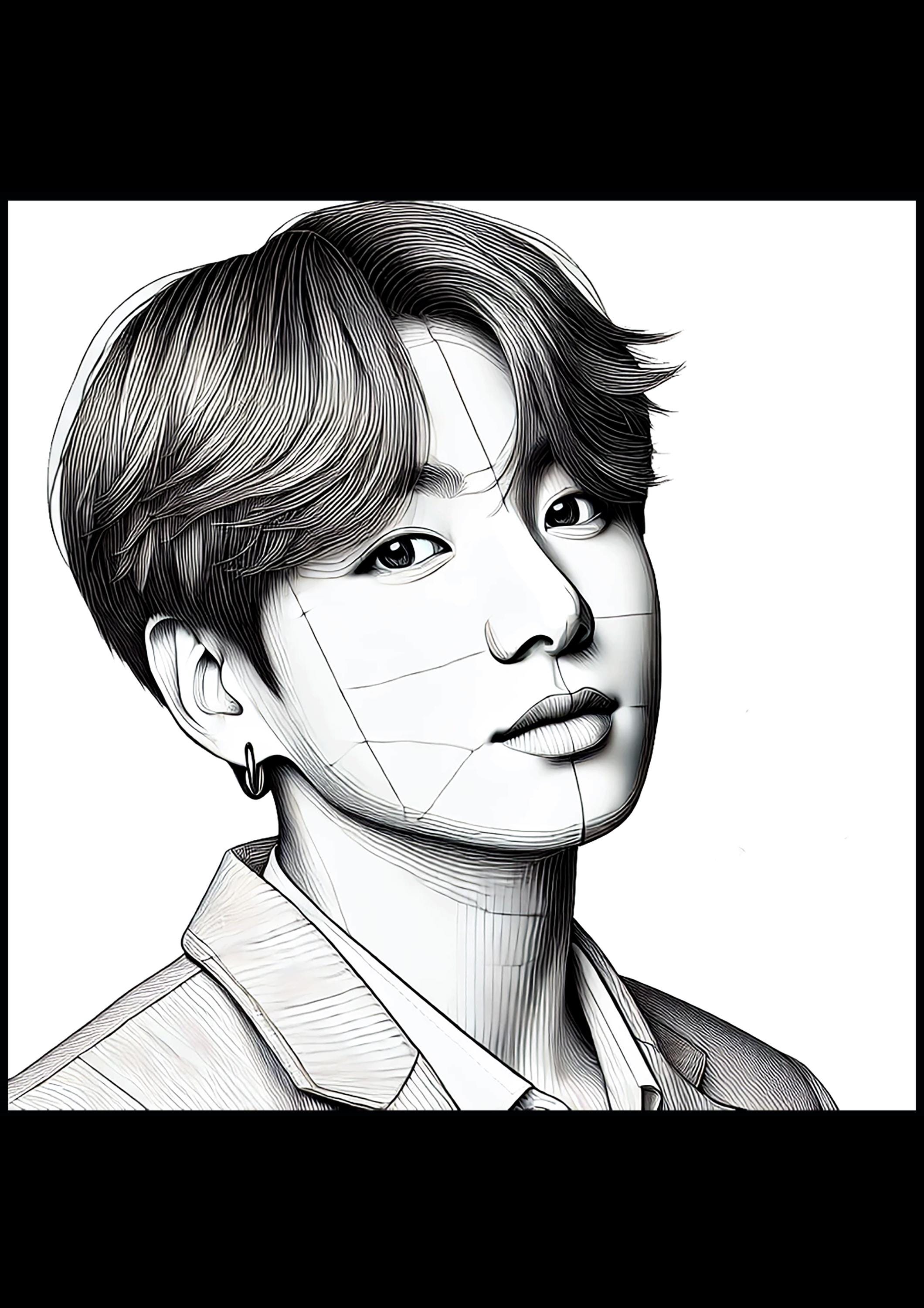 BTS Coloring Pages | Unique 3d-effect Portraits of All 7 Members