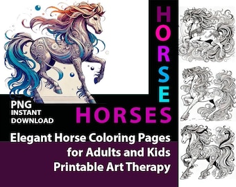 Elegant Horse Coloring Pages for Adults and Kids – Printable Art Therapy