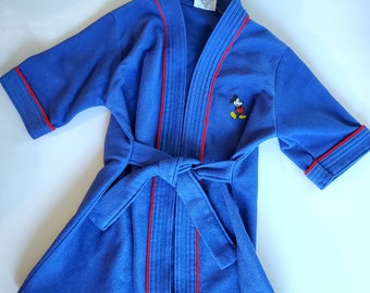 RARE 70s Mickey Mouse Toddler Robe - Vintage Disney Kids Clothing, Blue Robe, Kids Swim Cover Up