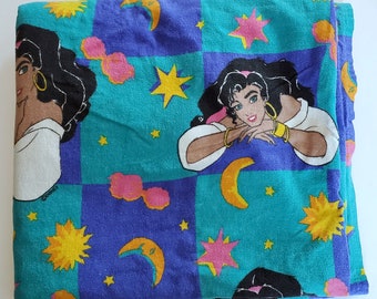 RARE Esmeralda Hunchback of Notre Dame Twin Flat Sheet - Girls Bedding, Disney Princess Flannel Sheet, 90s Cartoon Bedding