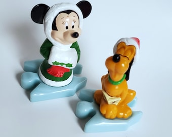 Vintage Minnie Mouse and Pluto Figures - Birthday Cake Toppers, Disney Cartoon Toys, Disney Collectible Christmas Figures